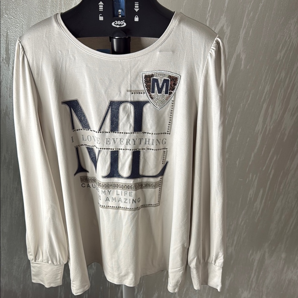 Monaci designer Long Sleeve Top size 46. Made in Italy